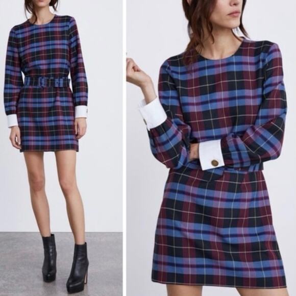 Zara Zara | Dresses | Hecked Dress (Without Belt) size S NWT - Picture 2 of 9